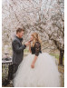 Ball Gown Ivory Tulle Black Lace Plus Size Wedding Dress